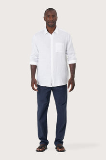 By The Sea Bali Baron Linen Shirt White — breathable linen shirt with a relaxed camp-collar silhouette