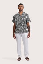 By The Sea Bali Baronang Cotton Shirt Veg and Crab in Grey — soft cotton shirt with a relaxed camp-collar silhouette