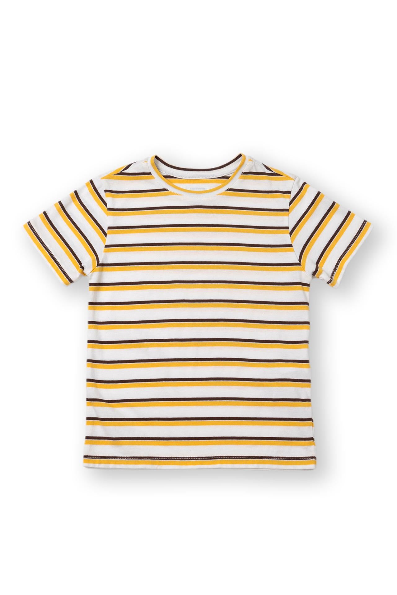 Soft striped cotton fabric detail on the Brody Kids Cotton T-shirt