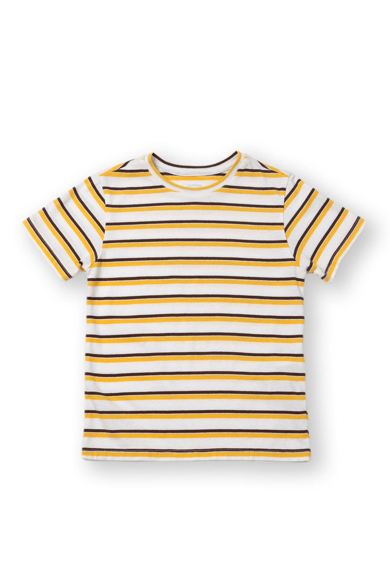 Soft striped cotton fabric detail on the Brody Kids Cotton T-shirt