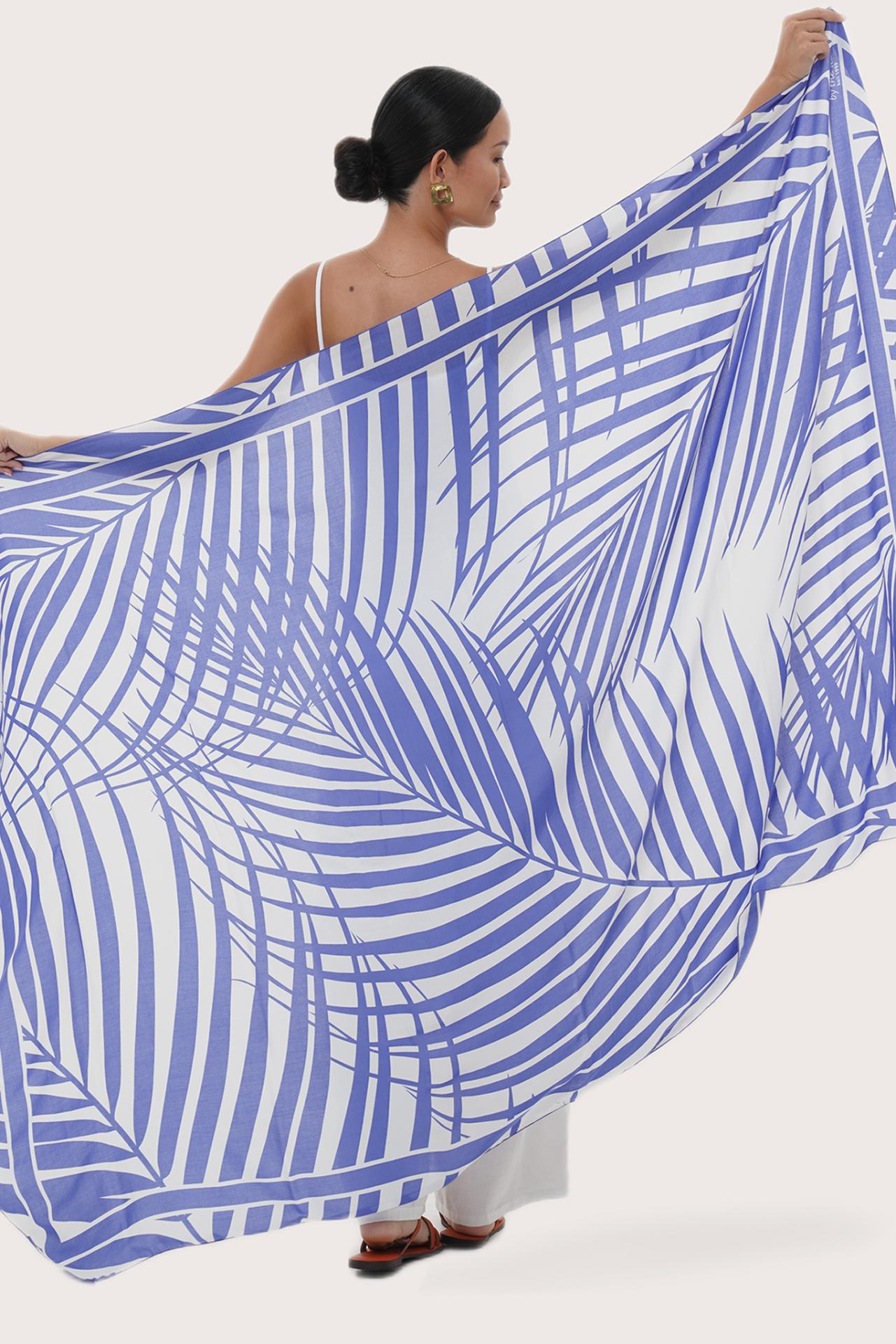 Flowing back view of the Calinda Sarong in Spring Palm