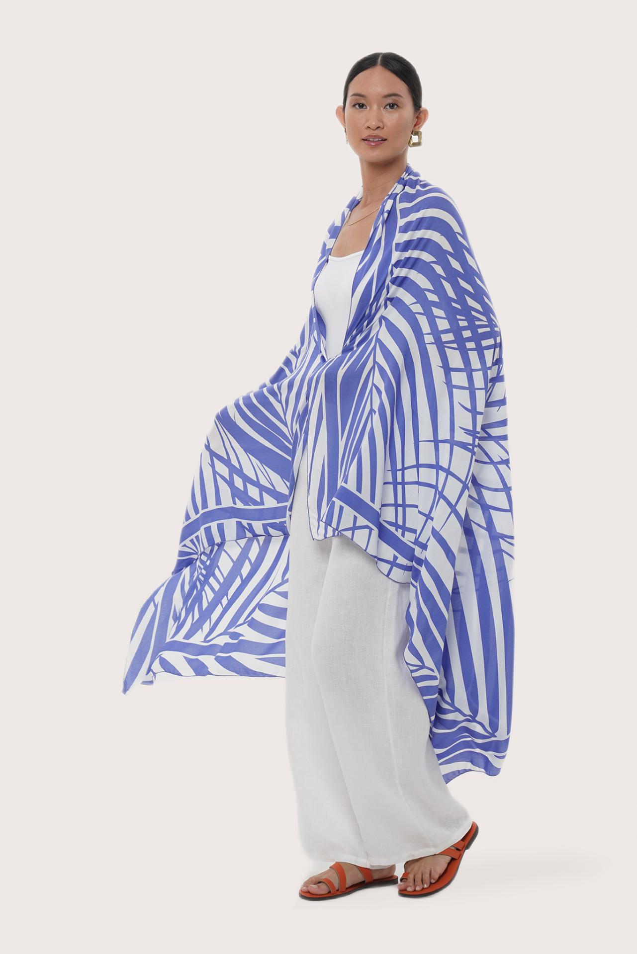 Side view of the Calinda Sarong in the signature Spring Palm print