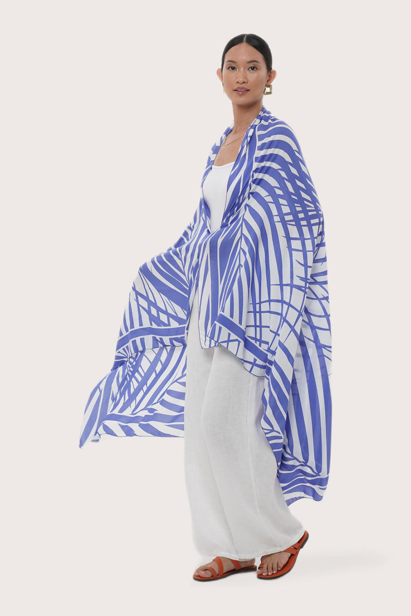 Side view of the Calinda Sarong in the signature Spring Palm print
