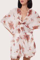 By The Sea Bali Calendula Crème botanical print detail on the Canna Short Kaftan