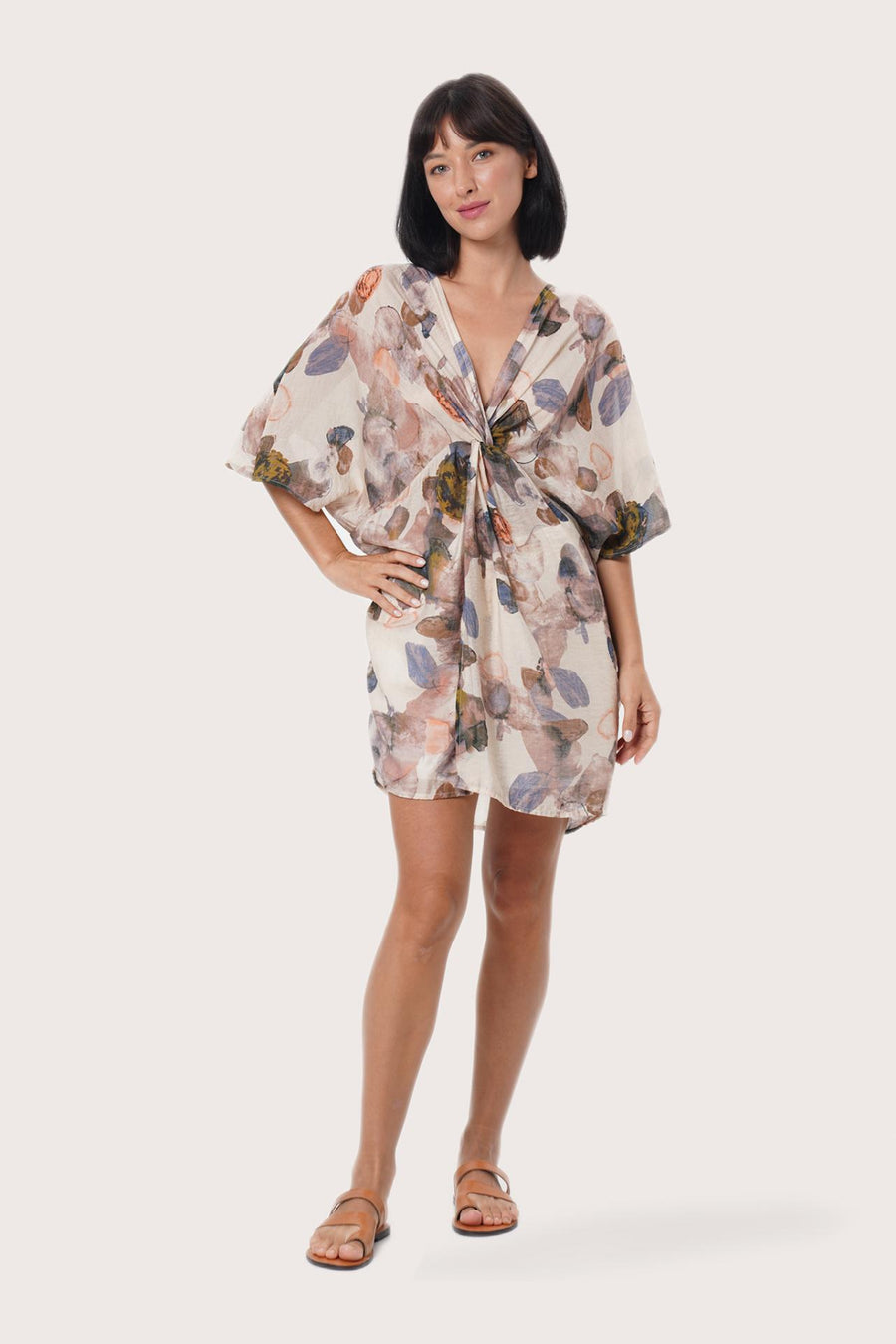 By The Sea Bali Canna Short Kaftan in Oleander Creme with effortless resort elegance