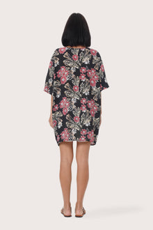 By The Sea Bali Back view of the Canna Short Kaftan in Primrose Black