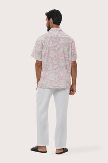 Side profile of the Chalet Coconut Island Light Pink Shirt showing its breathable, relaxed fit by By The Sea Bali