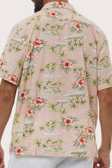 Open collar and button-front detail of the Chalet Shirt Island Rhythm in Light Pink by By The Sea Bali
