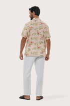 Back view of the Chalet Shirt Island Rhythm in Light Pink showcasing its tailored finish by By The Sea Bali