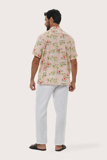 Back view of the Chalet Shirt Island Rhythm in Light Pink showcasing its tailored finish by By The Sea Bali