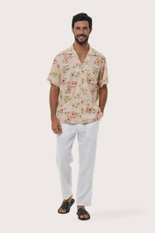By The Sea Bali Chalet Shirt Island Rhythm in Light Pink — soft cotton shirt with a relaxed camp-collar silhouette