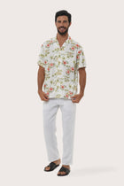 By The Sea Bali Chalet Shirt Island Rhythm in White — soft cotton shirt with a relaxed camp-collar silhouette