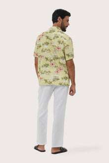 Back view of the Chalet Shirt Island Rhythm in Yellow showcasing its tailored finish by By The Sea Bali