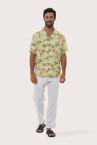 By The Sea Bali Chalet Shirt Island Rhythm in Yellow — soft cotton shirt with a relaxed camp-collar silhouette