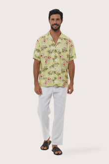 By The Sea Bali Chalet Shirt Island Rhythm in Yellow — soft cotton shirt with a relaxed camp-collar silhouette