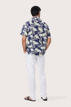 Side profile of the Chalet Monstrea Blue Shirt showing its breathable, relaxed fit by By The Sea Bali