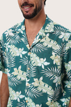 Side profile of the Chalet Monstrea Green Shirt showing its breathable, relaxed fit by By The Sea Bali