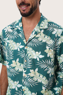 Side profile of the Chalet Monstrea Green Shirt showing its breathable, relaxed fit by By The Sea Bali