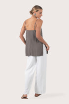 Back view highlighting the lightweight rayon fabric, smooth drape and clean silhouette