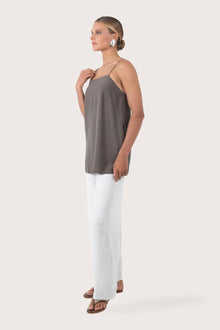 Side profile showing the relaxed cut and breathable lightweight rayon construction