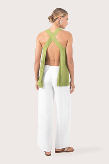 Back view highlighting the rayon fabric, relaxed drape and the silhouette