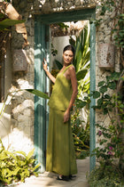 Women's sage green top featuring a relaxed silhouette crafted from breathable natural rayon for effortless resort wear and tropical summer styling by By The Sea Bali