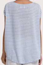 Back view of the Cyra T-shirt Stripe Light Blue highlighting the garment shape and drape.