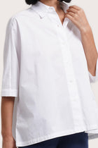 Close up detail of the Daria Cotton Shirt White highlighting craftsmanship and design features.