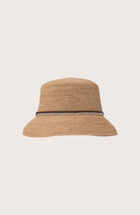 Side profile of the natural straw Dewy hat showcasing its classic wide-brim silhouette