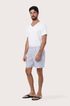 Front view of the Gaara Linen Bermuda in Light Blue by By The Sea Bali