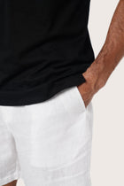 Waistband and pocket detail of the Off White Gaara Linen Bermuda by By The Sea Bali