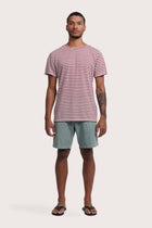 By The Sea Bali Geva T-shirt Stripe in Maroon – refined men's resort tee with a relaxed, contemporary silhouette
