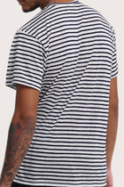 Back detail of the Geva T-shirt Stripe in Navy by By The Sea Bali – premium stitching and artisan quality