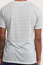 Back detail of the Geva T-shirt Stripe in Paste Green by By The Sea Bali – premium stitching and artisan quality
