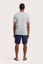Back view of the By The Sea Bali Geva T-shirt Stripe in Paste Green – clean tailoring and refined craftsmanship