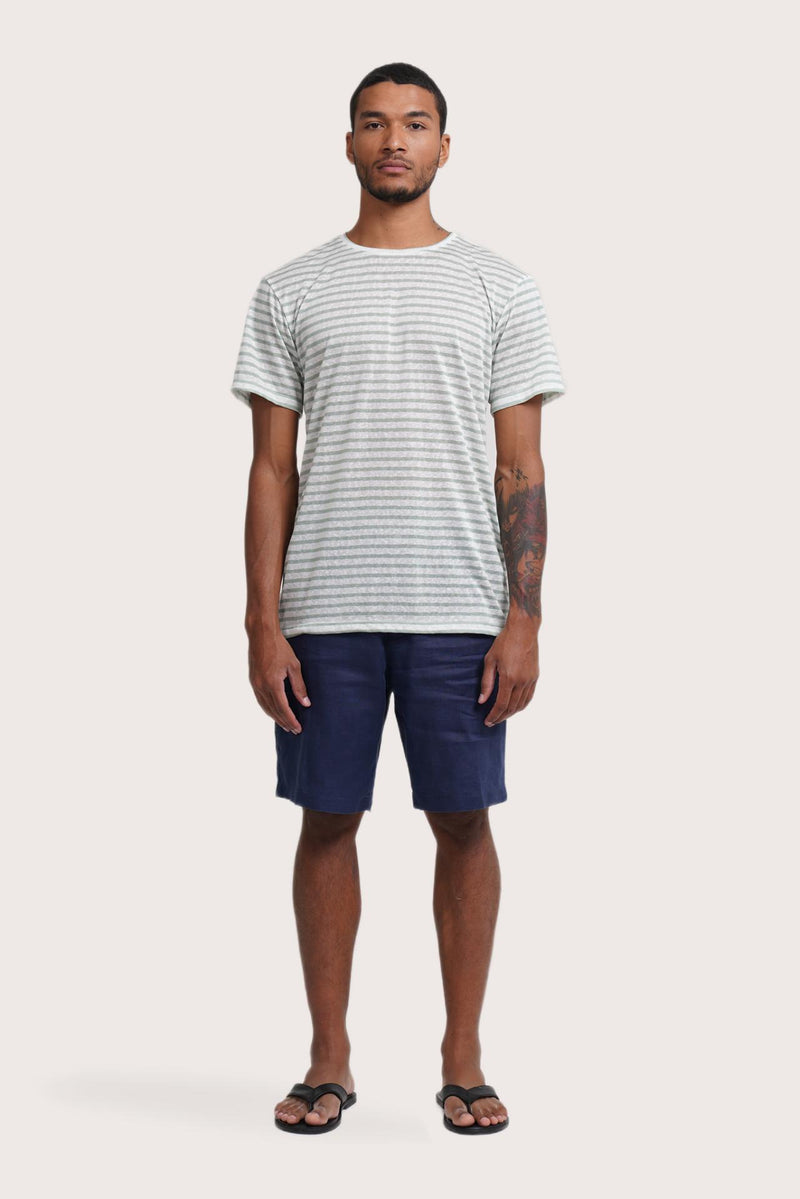 By The Sea Bali Geva T-shirt Stripe in Paste Green – refined men's resort tee with a relaxed, contemporary silhouette