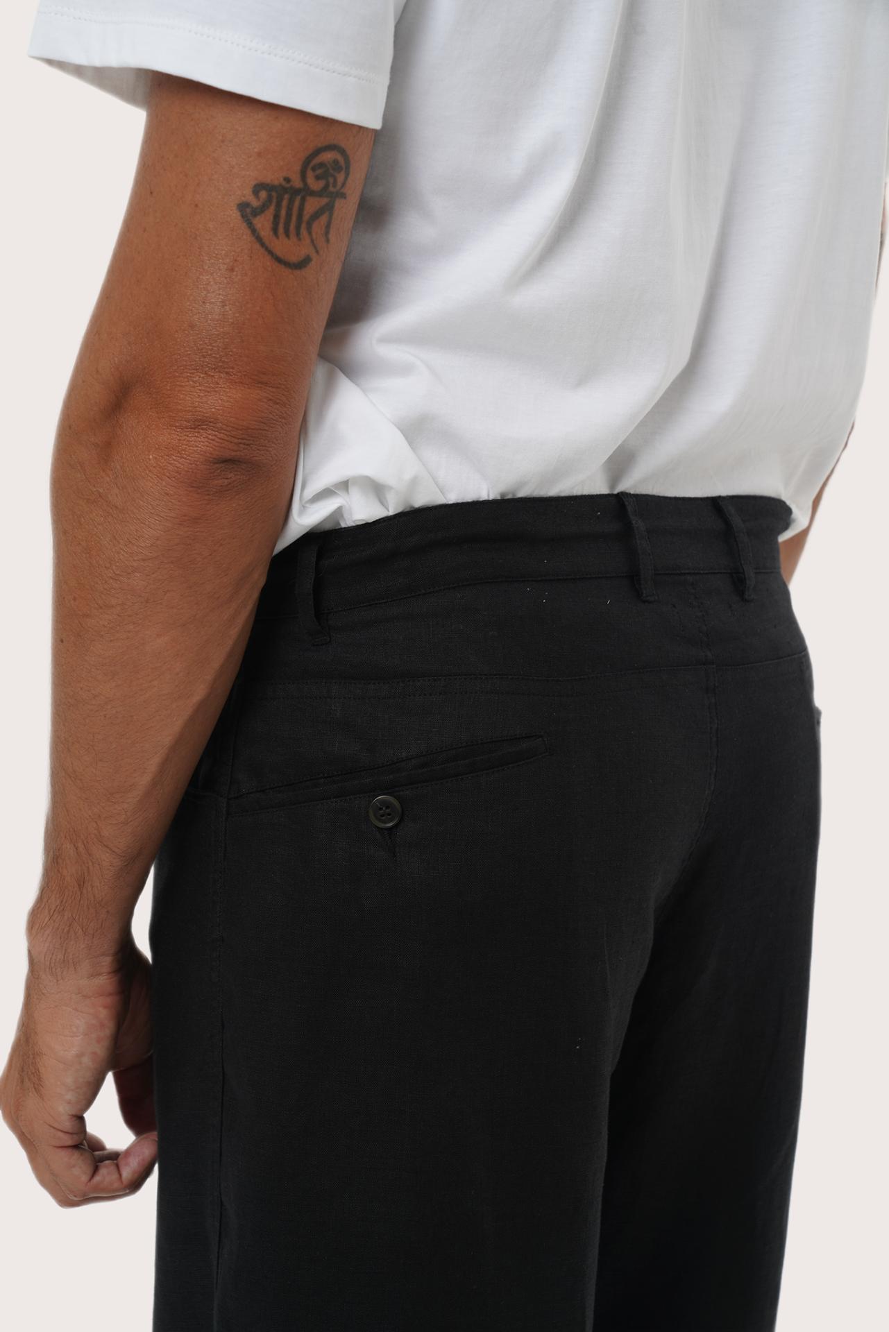 Detailed back view highlighting the relaxed silhouette and linen rayon craftsmanship