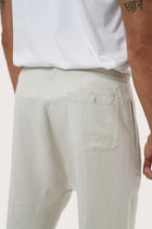 Detailed back view highlighting the relaxed silhouette and linen rayon craftsmanship