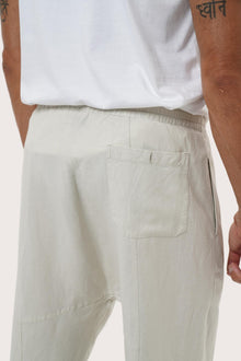 Detailed back view highlighting the relaxed silhouette and linen rayon craftsmanship