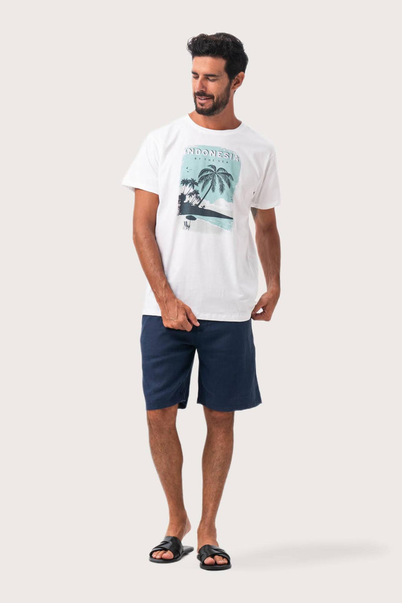 By The Sea Bali Isola Print T-shirt Palm Tree and Ocean – refined men's resort tee with a relaxed, contemporary silhouette