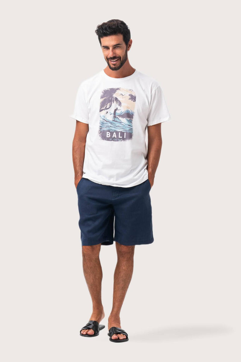 By The Sea Bali Isola Print T-shirt Wave and Surfer – refined men's resort tee with a relaxed, contemporary silhouette
