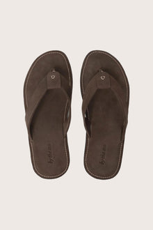 Jaco sandal in brown shown in a global view highlighting its full silhouette and refined resort design