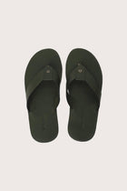 Jaco sandal in forest green shown in a global view highlighting its full silhouette and refined resort design