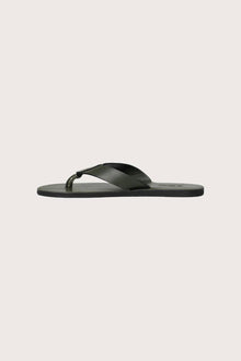 Side profile of Jaco sandal in forest green highlighting sleek and modern resort footwear silhouette