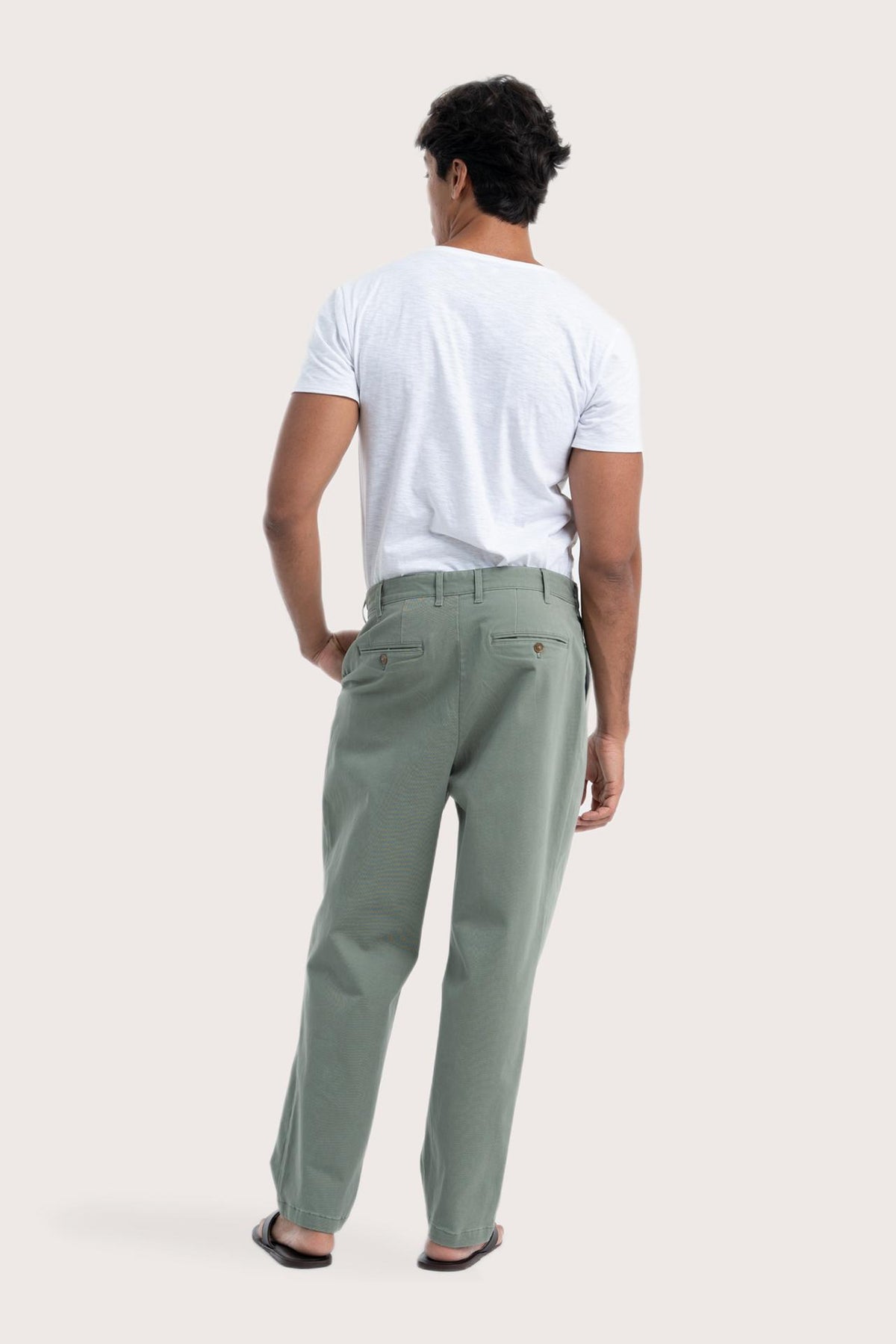 Back view of the grey green Joey Pant