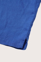 Soft linen texture detail on the Kai Linen Shirt in Blue