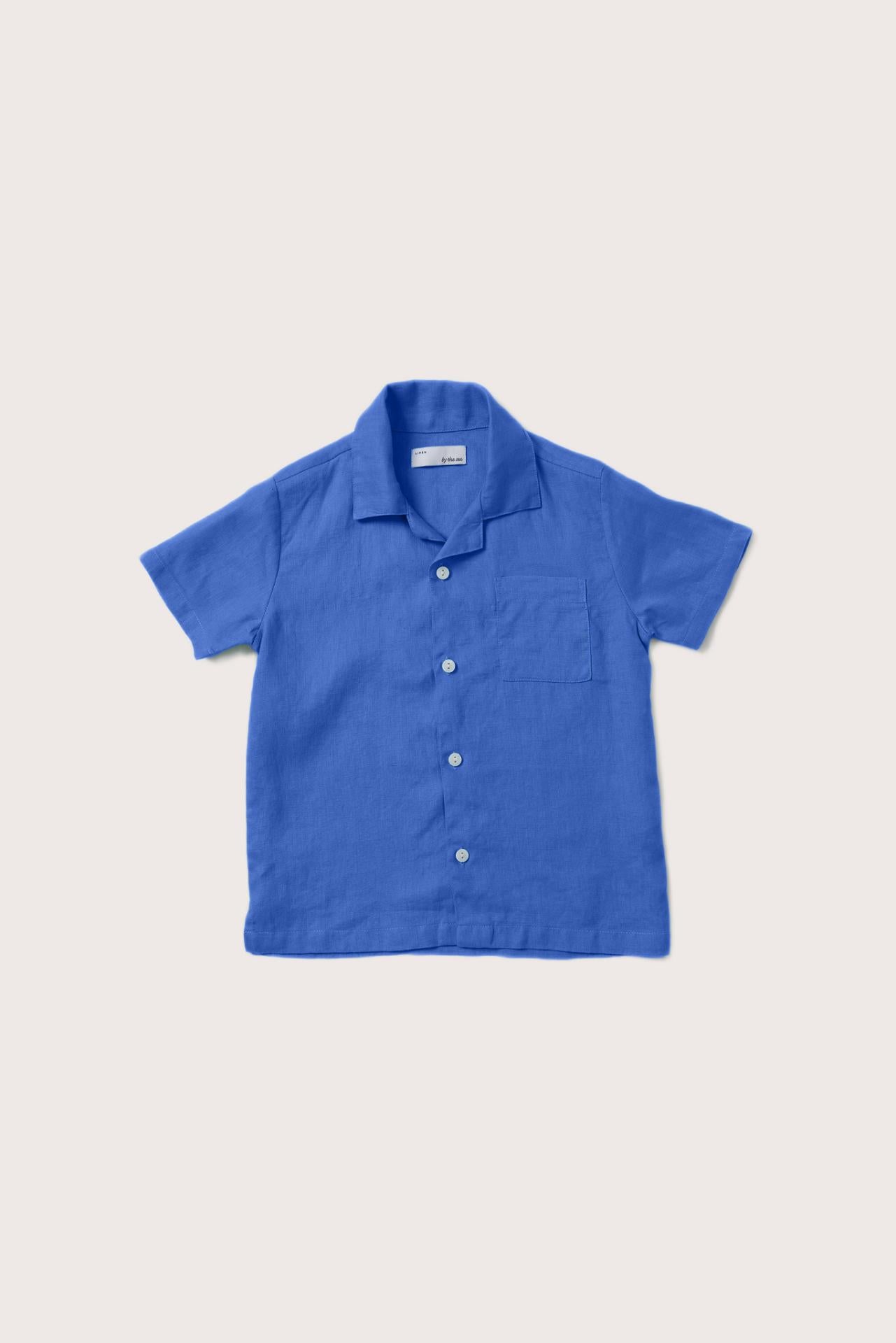 By The Sea Bali Kai Linen Shirt in Blue with a refined relaxed-fit silhouette