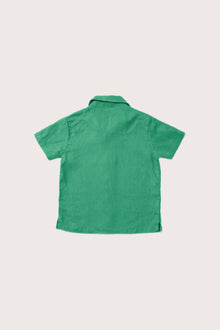 Elegant back view of the Kai Linen Shirt in Green
