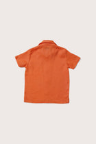 Elegant back view of the Kai Linen Shirt in Orange