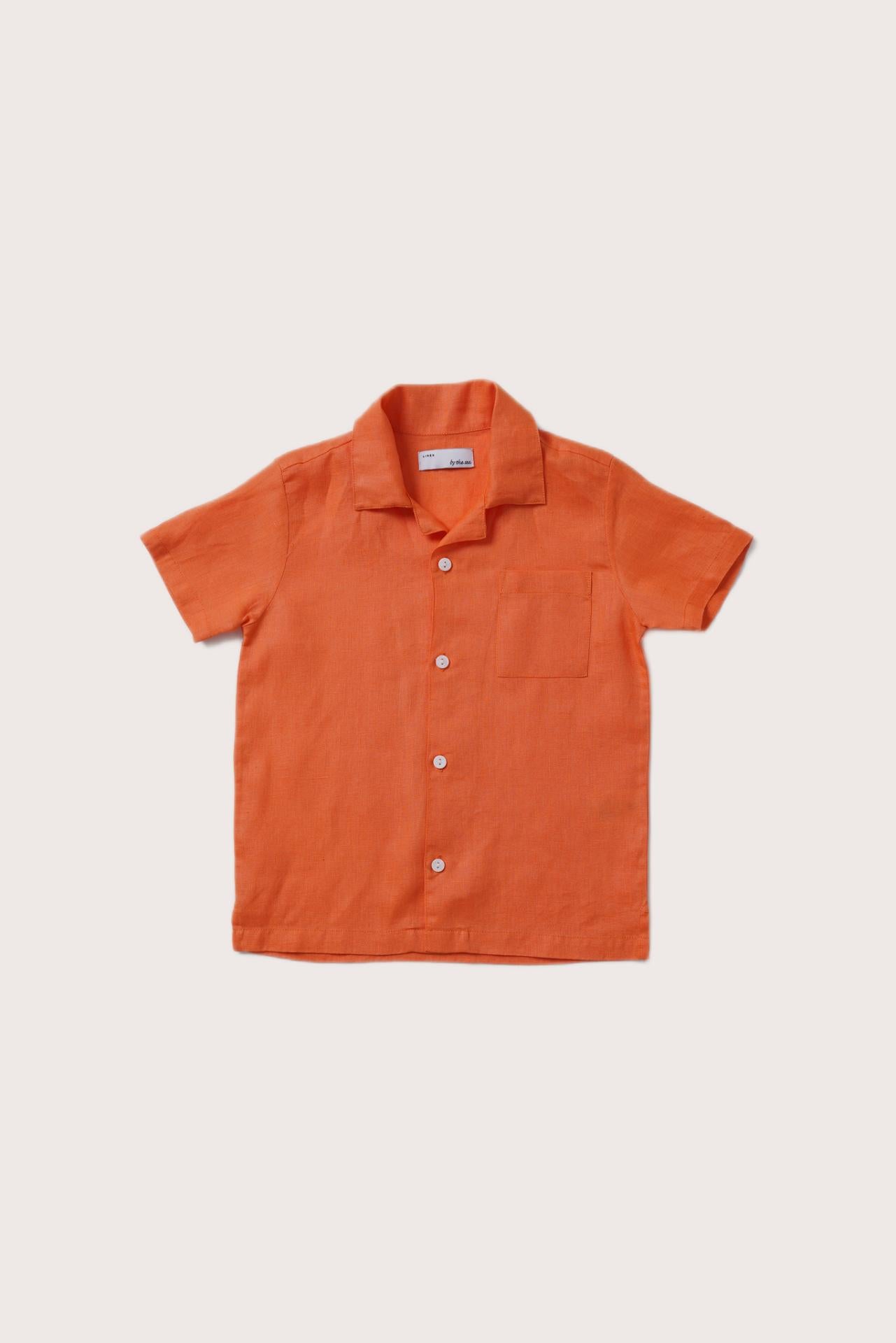 By The Sea Bali Kai Linen Shirt in Orange with a refined relaxed-fit silhouette
